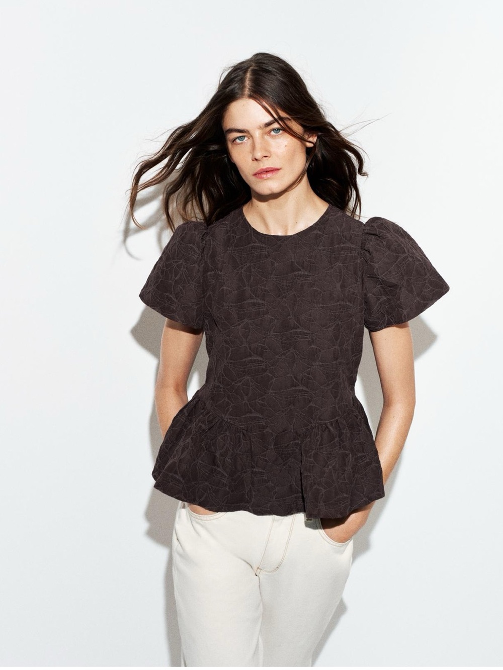 Zara Balloon Peplum Top Sizes S, L NWT